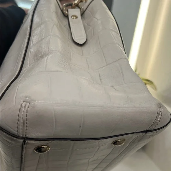 Coach Ivory Croc-Embossed Satchel - Picture 7 of 16